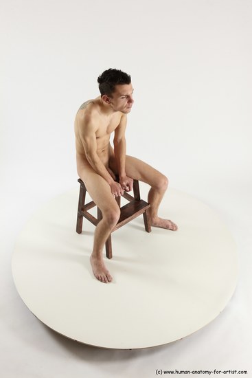 Nude Man White Sitting poses - simple Athletic Short Brown Sitting poses - ALL Multi angles poses Realistic