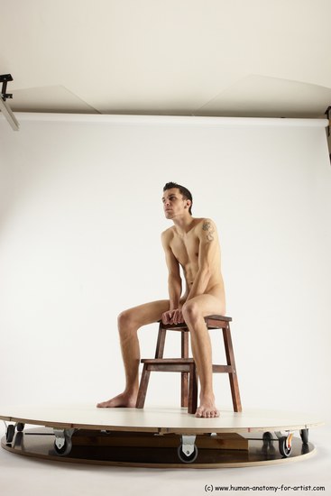 Nude Man White Sitting poses - simple Athletic Short Brown Sitting poses - ALL Multi angles poses Realistic