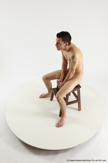 Nude Man White Sitting poses - simple Athletic Short Brown Sitting poses - ALL Multi angles poses Realistic