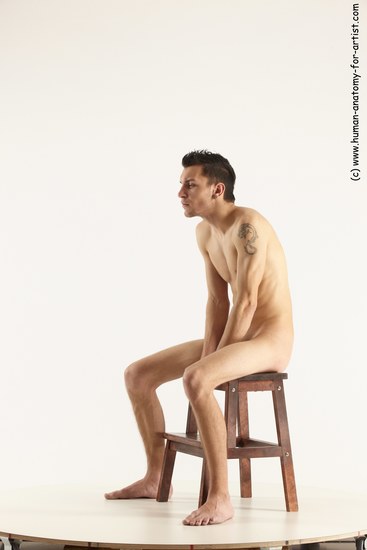 Nude Man White Sitting poses - simple Athletic Short Brown Sitting poses - ALL Multi angles poses Realistic