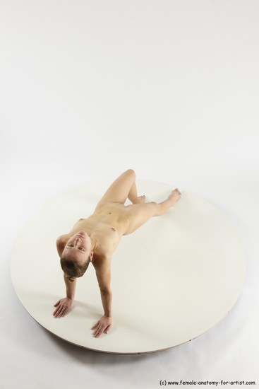 Nude Gymnastic poses White Athletic Long Blond Multi angles poses Realistic