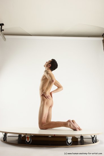 Nude Man White Kneeling poses - ALL Athletic Short Brown Kneeling poses - on both knees Multi angles poses Realistic