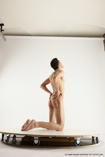 Nude Man White Kneeling poses - ALL Athletic Short Brown Kneeling poses - on both knees Multi angles poses Realistic