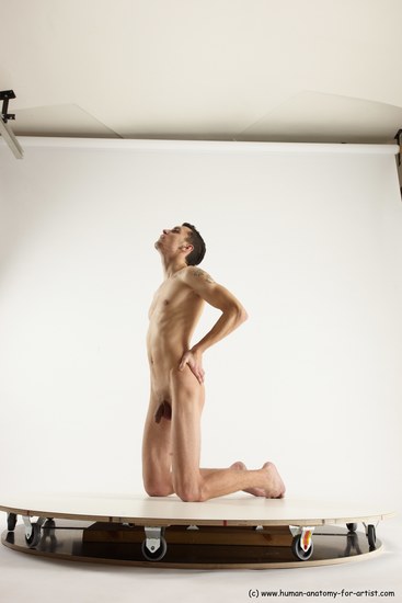 Nude Man White Kneeling poses - ALL Athletic Short Brown Kneeling poses - on both knees Multi angles poses Realistic