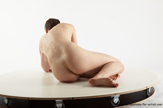 Nude Man White Sitting poses - simple Slim Short Brown Sitting poses - ALL Realistic