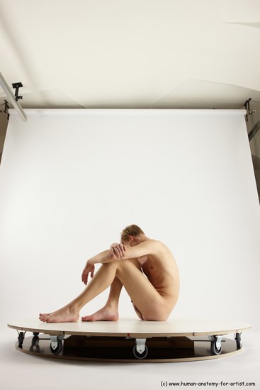 Nude Man White Sitting poses - simple Underweight Medium Brown Sitting poses - ALL Multi angles poses Realistic