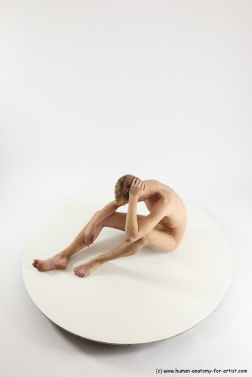 Nude Man White Sitting poses - simple Underweight Medium Brown Sitting poses - ALL Multi angles poses Realistic