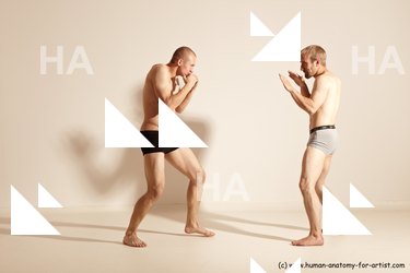 Underwear Martial art Man - Man White Moving poses Athletic Short Brown Dynamic poses Academic