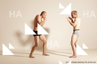 Underwear Martial art Man - Man White Moving poses Athletic Short Brown Dynamic poses Academic