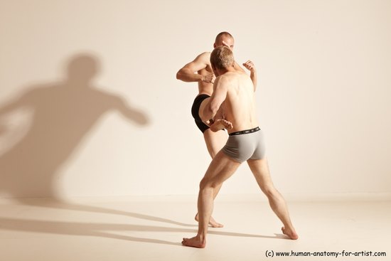 Underwear Martial art Man - Man White Moving poses Athletic Short Brown Dynamic poses Academic