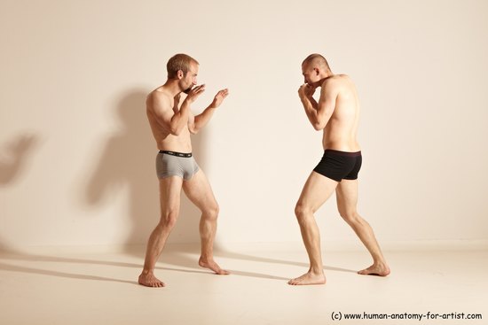 Underwear Martial art Man - Man White Moving poses Athletic Short Brown Dynamic poses Academic