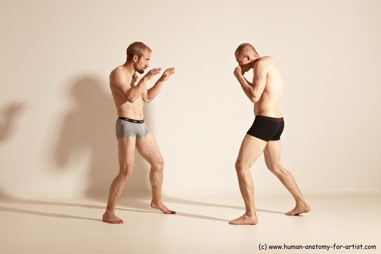 Underwear Martial art Man - Man White Moving poses Athletic Short Brown Dynamic poses Academic