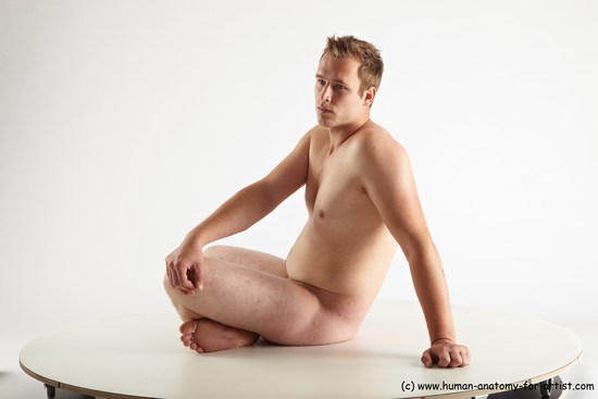 Nude Man White Sitting poses - simple Average Short Brown Sitting poses - ALL Realistic