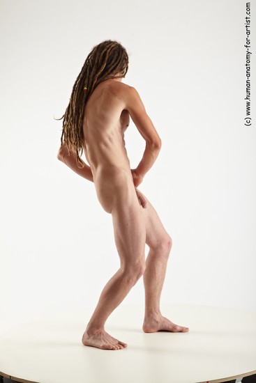 Nude Man White Standing poses - ALL Slim Brown Standing poses - simple Dreadlocks Realistic