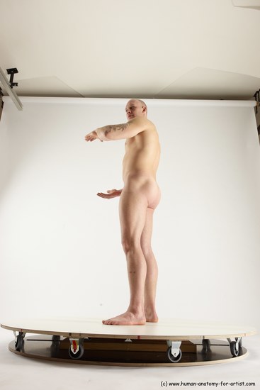 Nude Man White Standing poses - ALL Slim Bald Standing poses - simple Multi angles poses Realistic