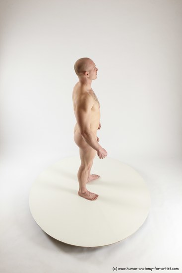 Nude Man White Standing poses - ALL Slim Bald Standing poses - simple Multi angles poses Realistic