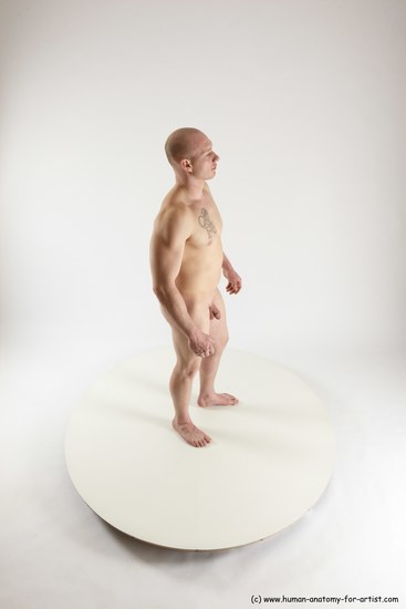 Nude Man White Standing poses - ALL Slim Bald Standing poses - simple Multi angles poses Realistic