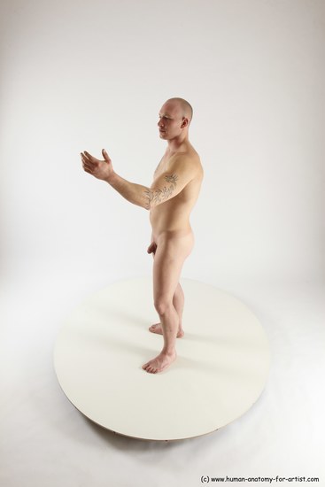 Nude Man White Standing poses - ALL Slim Bald Standing poses - simple Multi angles poses Realistic