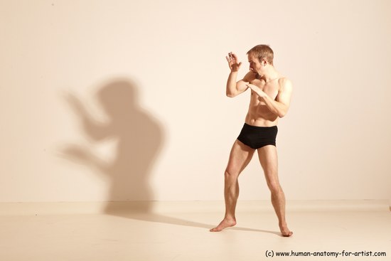 Underwear Martial art Man White Moving poses Athletic Short Blond Dynamic poses Academic