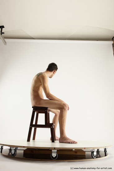 Nude Man White Sitting poses - simple Athletic Short Brown Sitting poses - ALL Multi angles poses Realistic