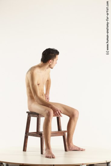 Nude Man White Sitting poses - simple Athletic Short Brown Sitting poses - ALL Multi angles poses Realistic