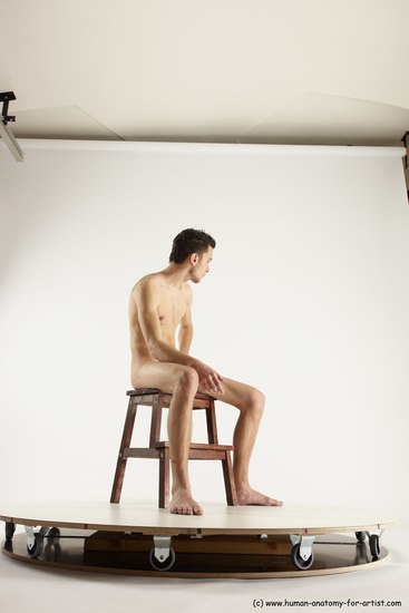 Nude Man White Sitting poses - simple Athletic Short Brown Sitting poses - ALL Multi angles poses Realistic