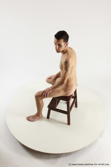 Nude Man White Sitting poses - simple Athletic Short Brown Sitting poses - ALL Multi angles poses Realistic