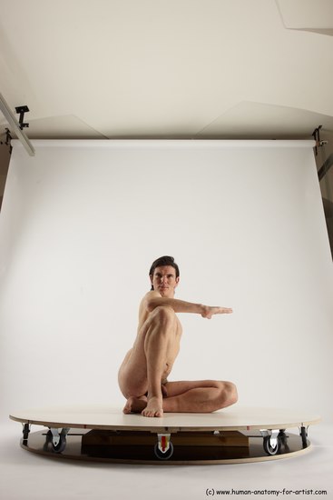 Nude Man White Sitting poses - simple Slim Short Brown Sitting poses - ALL Multi angles poses Realistic