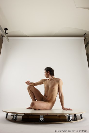 Nude Man White Sitting poses - simple Slim Short Brown Sitting poses - ALL Multi angles poses Realistic