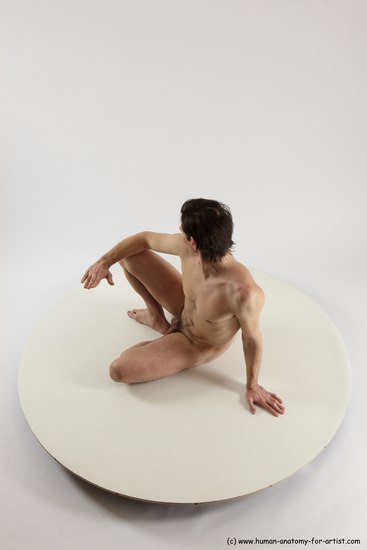 Nude Man White Sitting poses - simple Slim Short Brown Sitting poses - ALL Multi angles poses Realistic