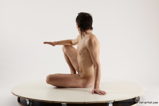 Nude Man White Sitting poses - simple Slim Short Brown Sitting poses - ALL Multi angles poses Realistic