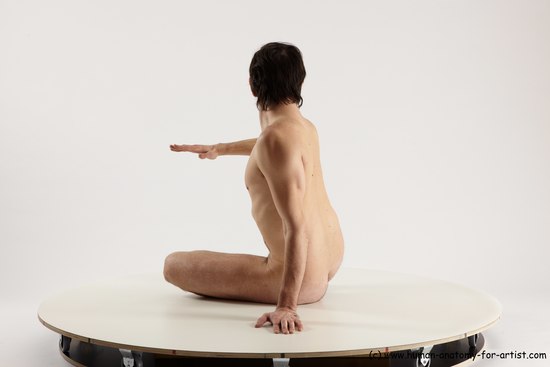 Nude Man White Sitting poses - simple Slim Short Brown Sitting poses - ALL Multi angles poses Realistic