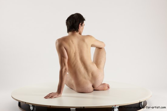 Nude Man White Sitting poses - simple Slim Short Brown Sitting poses - ALL Multi angles poses Realistic