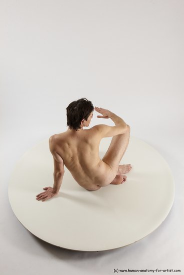 Nude Man White Sitting poses - simple Slim Short Brown Sitting poses - ALL Multi angles poses Realistic