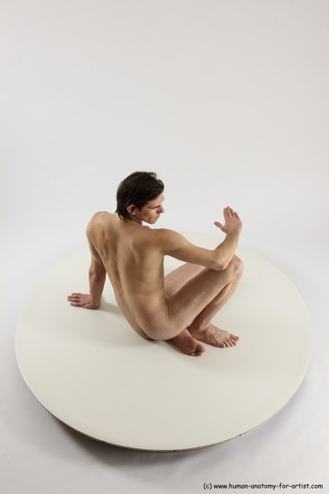 Nude Man White Sitting poses - simple Slim Short Brown Sitting poses - ALL Multi angles poses Realistic