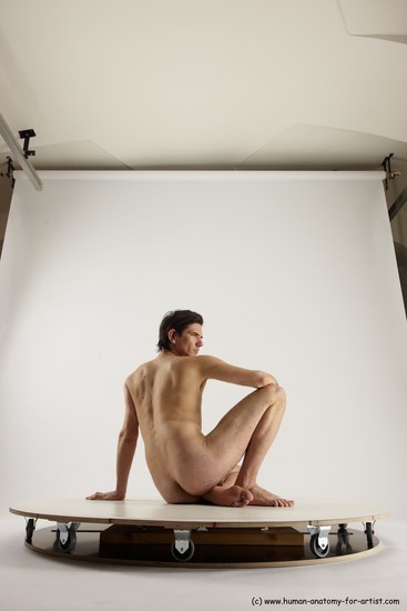 Nude Man White Sitting poses - simple Slim Short Brown Sitting poses - ALL Multi angles poses Realistic