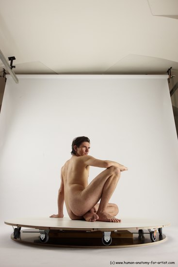 Nude Man White Sitting poses - simple Slim Short Brown Sitting poses - ALL Multi angles poses Realistic