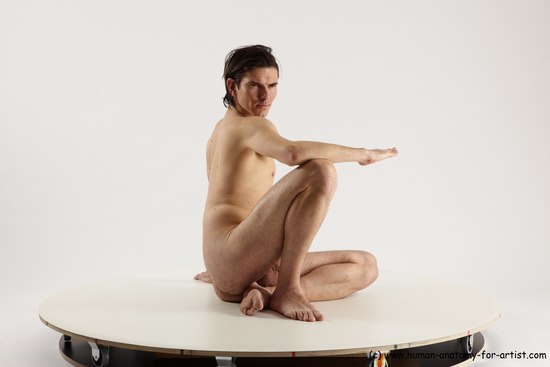 Nude Man White Sitting poses - simple Slim Short Brown Sitting poses - ALL Multi angles poses Realistic