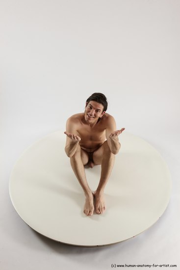 Nude Man White Sitting poses - simple Slim Short Brown Sitting poses - ALL Multi angles poses Realistic