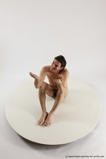 Nude Man White Sitting poses - simple Slim Short Brown Sitting poses - ALL Multi angles poses Realistic