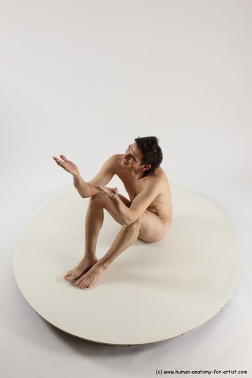 Nude Man White Sitting poses - simple Slim Short Brown Sitting poses - ALL Multi angles poses Realistic