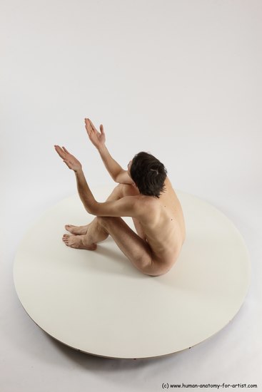 Nude Man White Sitting poses - simple Slim Short Brown Sitting poses - ALL Multi angles poses Realistic