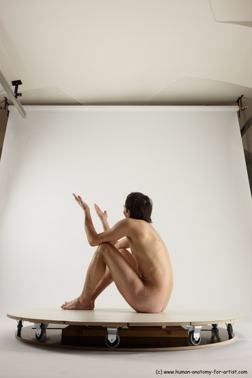 Nude Man White Sitting poses - simple Slim Short Brown Sitting poses - ALL Multi angles poses Realistic