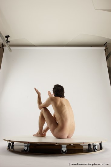 Nude Man White Sitting poses - simple Slim Short Brown Sitting poses - ALL Multi angles poses Realistic