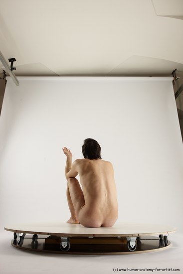 Nude Man White Sitting poses - simple Slim Short Brown Sitting poses - ALL Multi angles poses Realistic