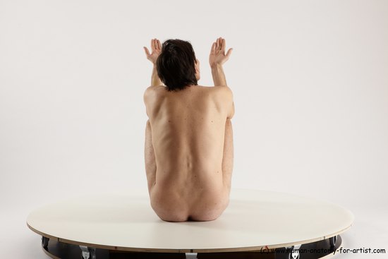 Nude Man White Sitting poses - simple Slim Short Brown Sitting poses - ALL Multi angles poses Realistic