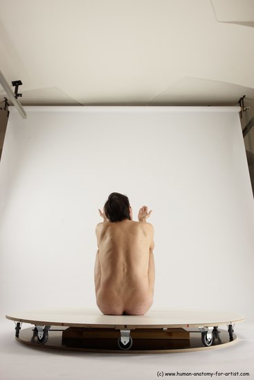 Nude Man White Sitting poses - simple Slim Short Brown Sitting poses - ALL Multi angles poses Realistic