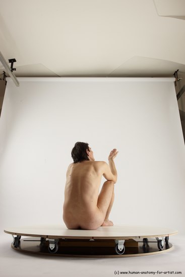 Nude Man White Sitting poses - simple Slim Short Brown Sitting poses - ALL Multi angles poses Realistic