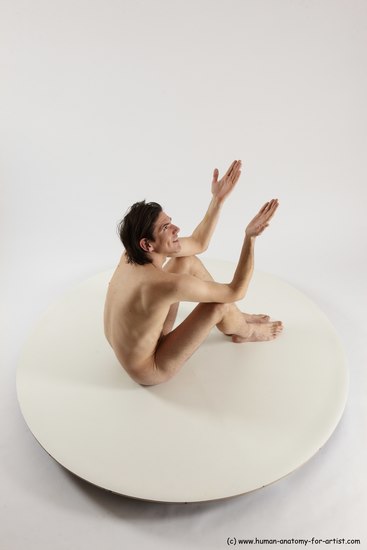 Nude Man White Sitting poses - simple Slim Short Brown Sitting poses - ALL Multi angles poses Realistic