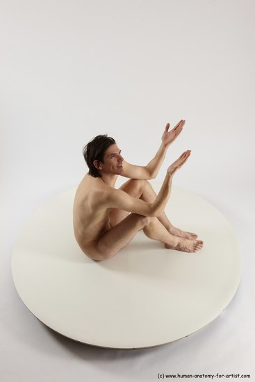 Nude Man White Sitting poses - simple Slim Short Brown Sitting poses - ALL Multi angles poses Realistic